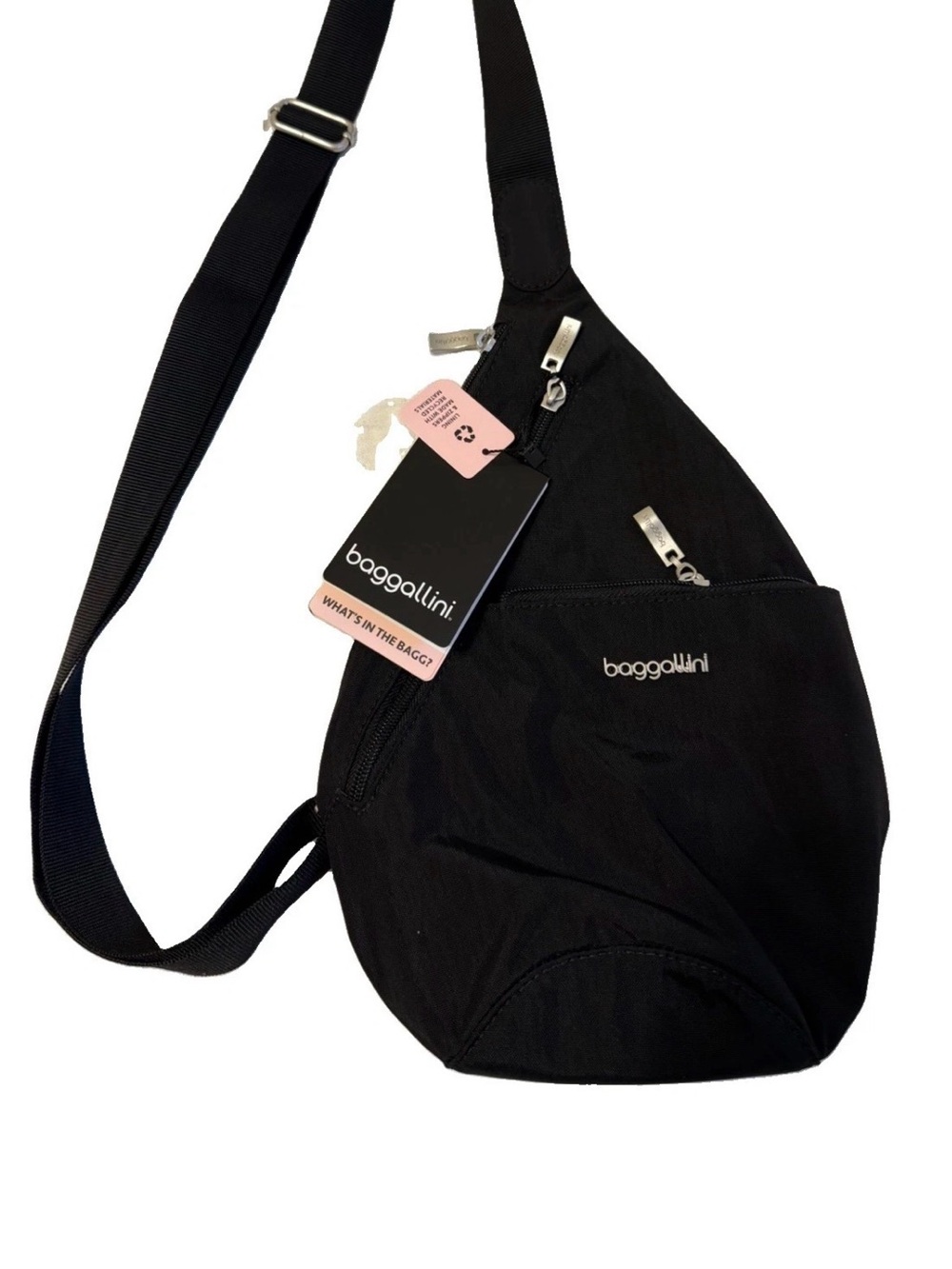 NWT BAGGALLINI Mini Sling Crossbody  BLACK  Nylon Adjustable